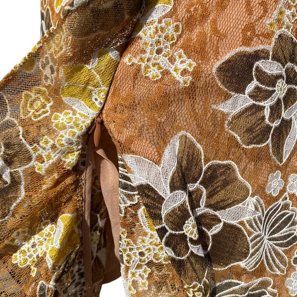 Bronx And Banco Sicilia Ruffle Dress Floral Women's Large Hi Low US 8 - Picture 9 of 9